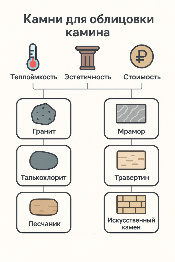 Схема выбора камня для камина